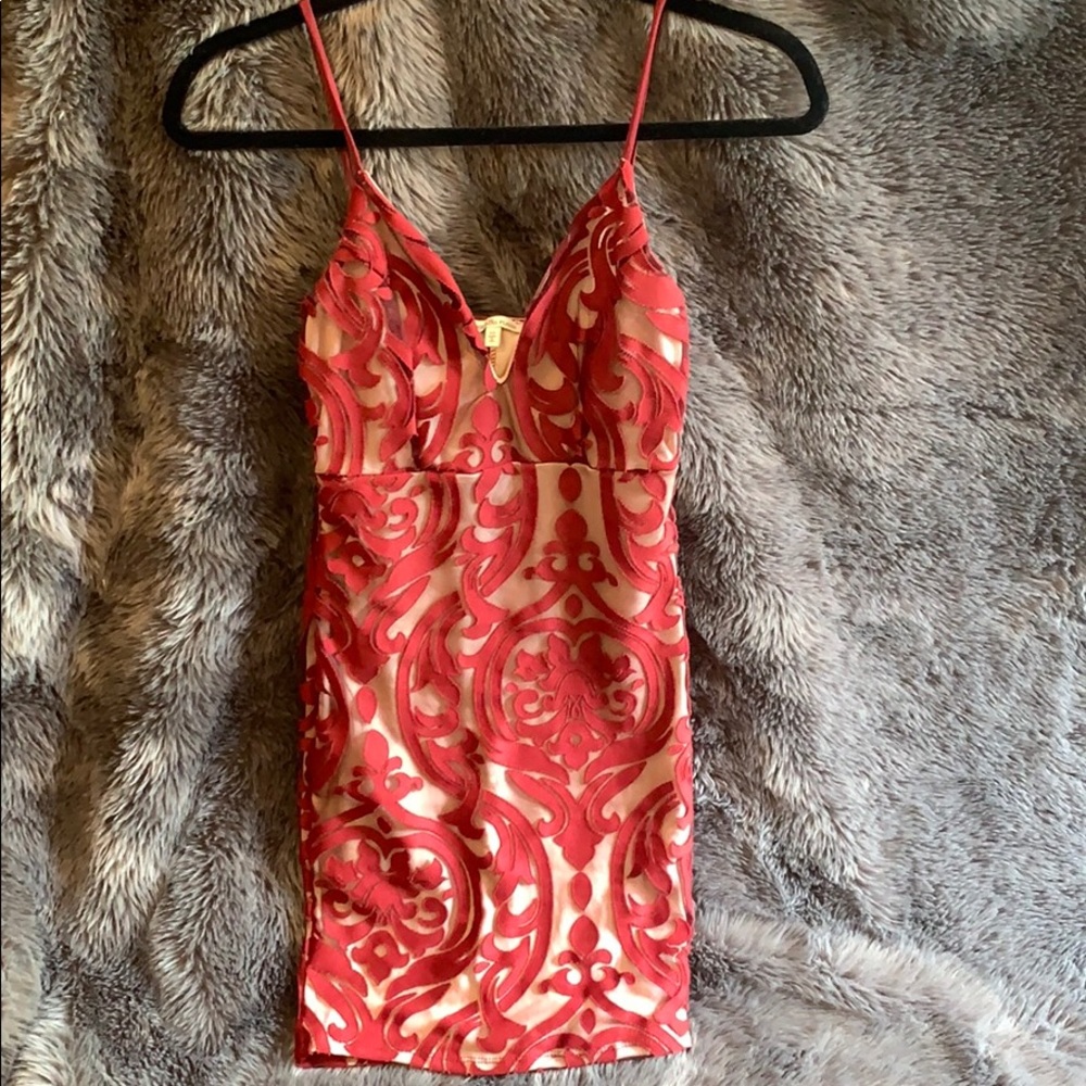 Maroon Large Lace Party Dress